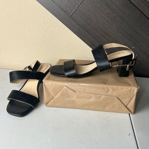 Liz Claiborne Women's Block Heel Sandals Black Ankle Strap Size 7.5 NWOT